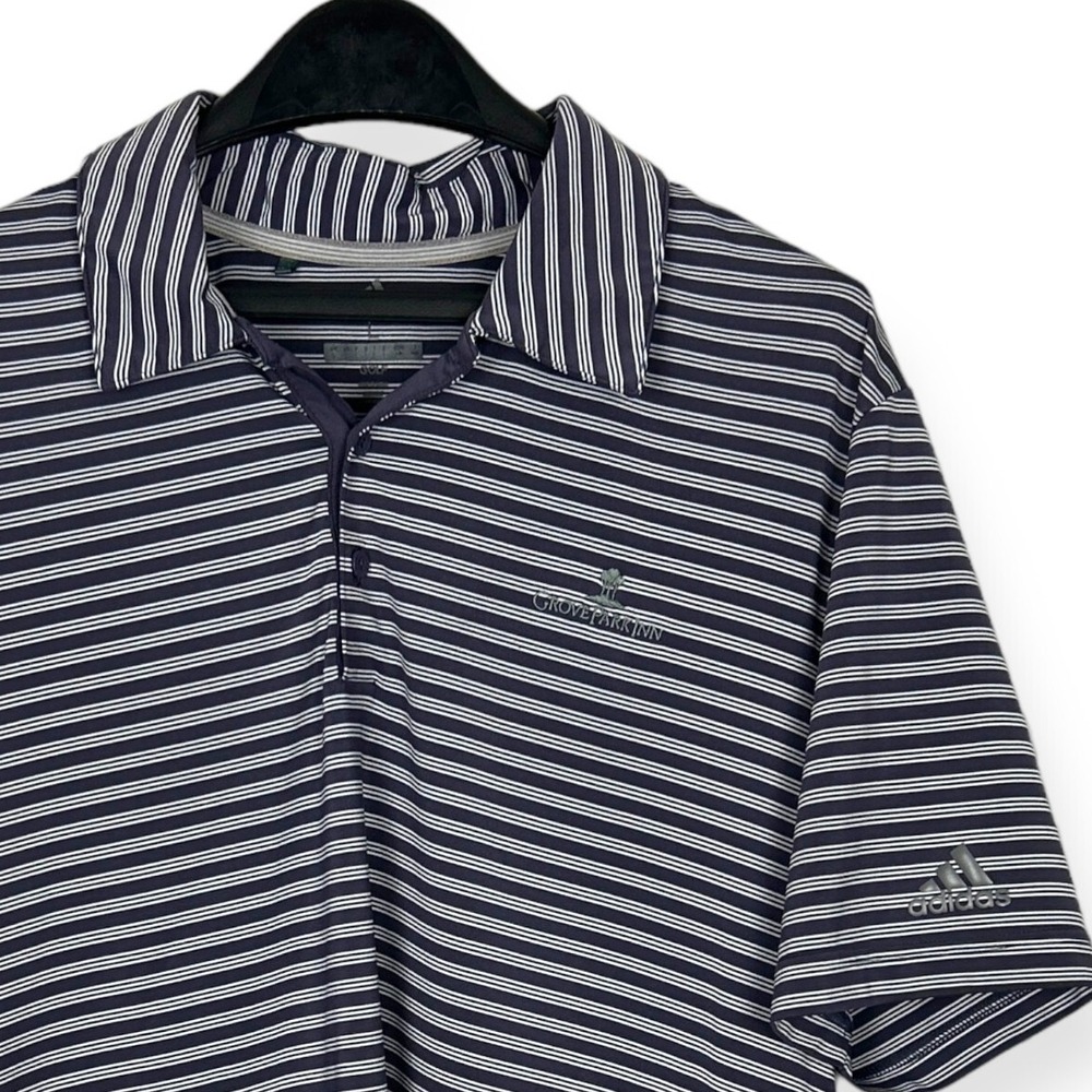 Adidas Mens Large Golf Polo GROVE PARK INN Asheville Wicking Stripe Purple *read